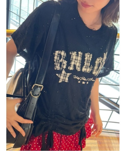 GORGE(ゴージ)の「《チェックロゴ刺繍シャーリング》カットソー/ストリート/春夏/全2色(Tシャツ/カットソー・レディース・ブラック/オフホワイト・F)」の2枚目の写真