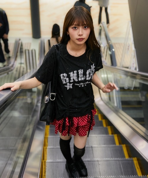 GORGE(ゴージ)の「《チェックロゴ刺繍シャーリング》カットソー/ストリート/春夏/全2色(Tシャツ/カットソー・レディース・ブラック/オフホワイト・F)」の8枚目の写真