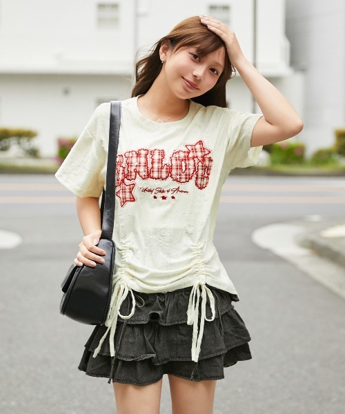 GORGE(ゴージ)の「《チェックロゴ刺繍シャーリング》カットソー/ストリート/春夏/全2色(Tシャツ/カットソー・レディース・ブラック/オフホワイト・F)」の11枚目の写真