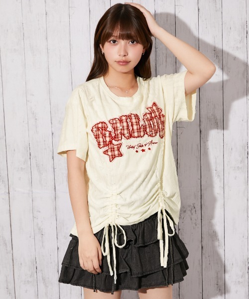 GORGE(ゴージ)の「《チェックロゴ刺繍シャーリング》カットソー/ストリート/春夏/全2色(Tシャツ/カットソー・レディース・ブラック/オフホワイト・F)」の12枚目の写真