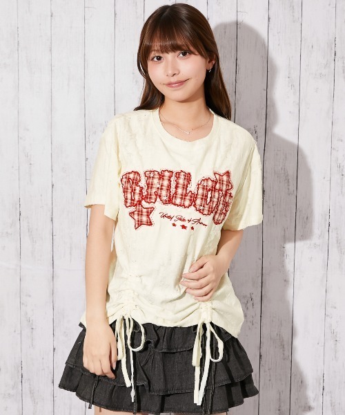 GORGE(ゴージ)の「《チェックロゴ刺繍シャーリング》カットソー/ストリート/春夏/全2色(Tシャツ/カットソー・レディース・ブラック/オフホワイト・F)」の13枚目の写真