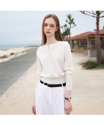 Summer Henley Neck Knit [Ivory]