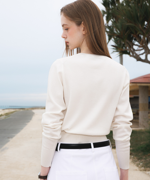 DEHEVE（デヘヴェ）の「Summer Henley Neck Knit [Ivory]（ニット/セーター・レディース・アイボリー・OS）」の8枚目の写真