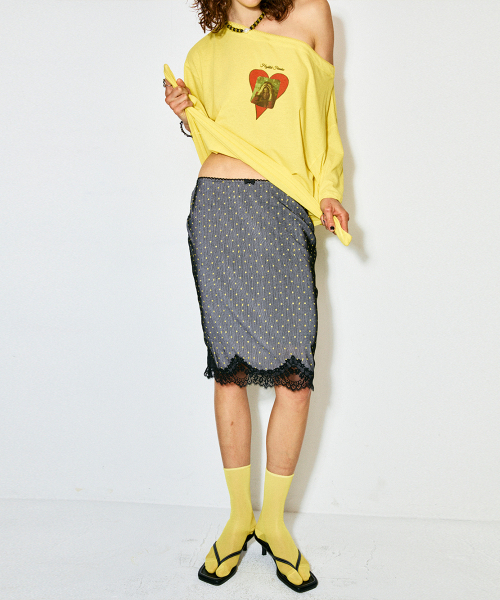 HIGHTIDEFRANKIE（ハイタイドフランキー）の「Lace Ribbon Midi Skirt Gray（スカート・レディース・グレー・FREE）」の8枚目の写真