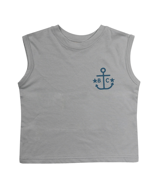 BEACHESAND CREAM KIDS(ビーチスアンドクリームキッズ)の「ビシーアンカー 袖なしTシャツ-グレー(Anchor Sleeveless T gray)(Tシャツ/カットソー・レディース・グレー・SMALL/MEDIUM/LARGE)」の1枚目の写真