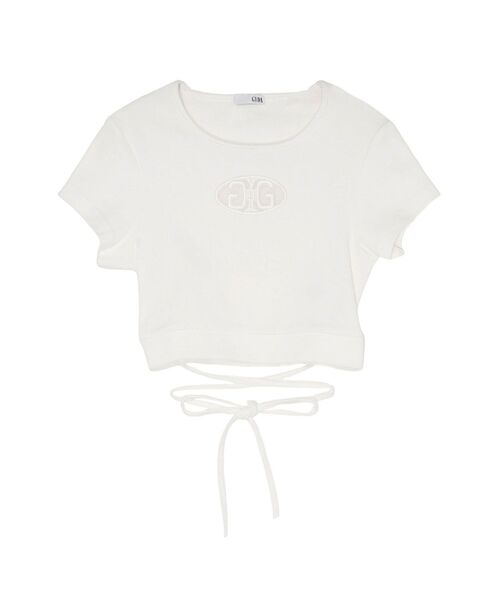 GYDA(ジェイダ)の「2WAY Symmetry GYDAクロスショートトップス(Tシャツ/カットソー・レディース・ブラック/オフホワイト・FREE)」の3枚目の写真