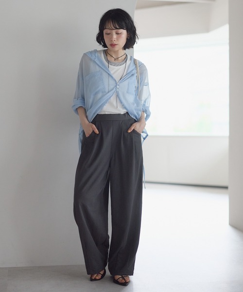 HEART MARKET(ハートマーケット)の「【接触冷感】R/Nカノコタックワイドカーブパンツ(その他パンツ・レディース・グレー/チャコール/ブラック/カーキ・MEDIUM/MEDIUM/TALL/LARGE/TALL/LARGE)」の14枚目の写真