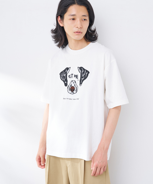 B.C STOCK(ベーセーストック)の「MICCHI フェイスドッグTEE(Tシャツ/カットソー・メンズ・ブラック/ホワイト/ベージュ・LARGE/MEDIUM)」の2枚目の写真