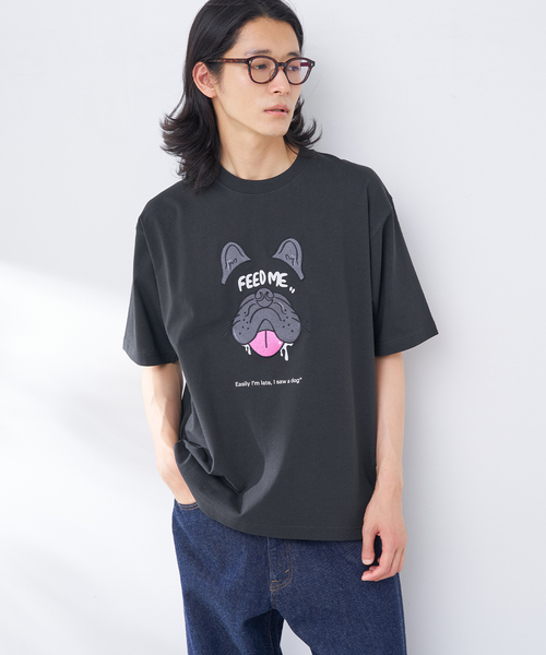 B.C STOCK(ベーセーストック)の「MICCHI フェイスドッグTEE(Tシャツ/カットソー・メンズ・ブラック/ホワイト/ベージュ・LARGE/MEDIUM)」の1枚目の写真