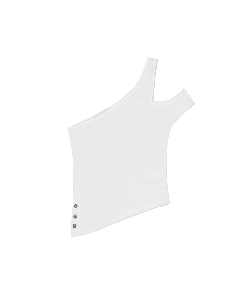ROCKCAKE(ロックケーキ)の「Slit Button Asymmetric Sleeveless - White(Tシャツ/カットソー・レディース・その他・SMALL)」の6枚目の写真