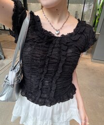 シャーリングレースフレンチT 夏服