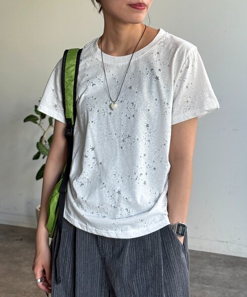 CPCM(シーピーシーエム)の「星柄スラブシアーT(Tシャツ/カットソー・レディース・ホワイト/イエロー/グレー・FREE)」の12枚目の写真