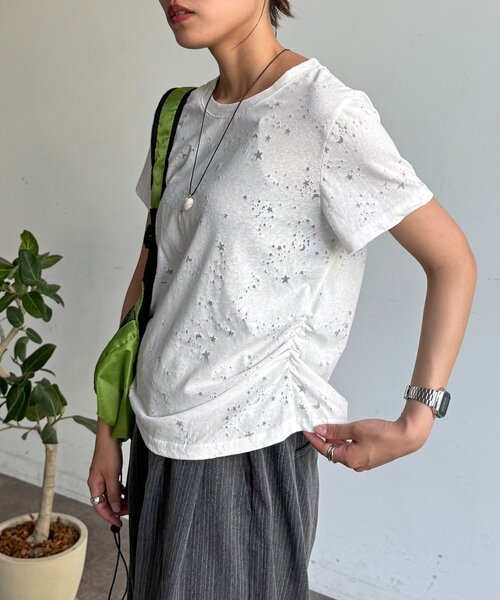 CPCM(シーピーシーエム)の「星柄スラブシアーT(Tシャツ/カットソー・レディース・ホワイト/イエロー/グレー・FREE)」の13枚目の写真