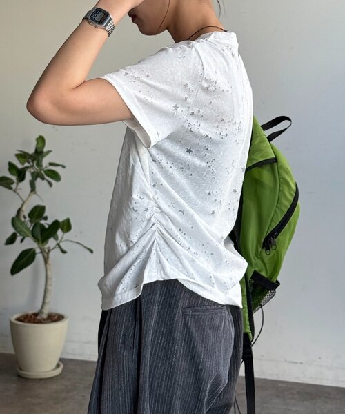 CPCM(シーピーシーエム)の「星柄スラブシアーT(Tシャツ/カットソー・レディース・ホワイト/イエロー/グレー・FREE)」の14枚目の写真
