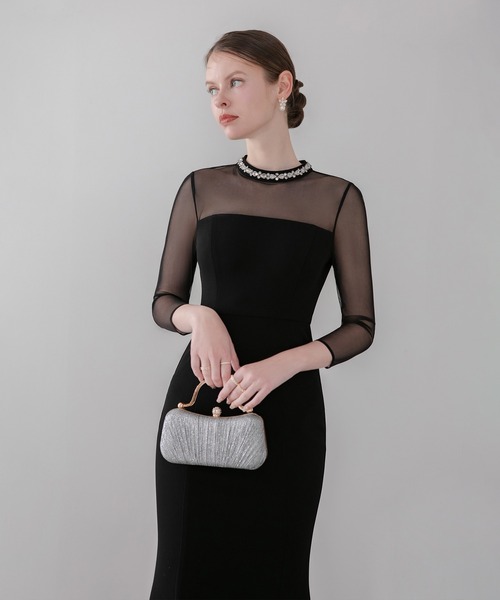 Leja(レジャ)の「【LEJA】2WAYスパンコールフリルビジューネックマーメイドワンピースドレス2点セット美脚効果結婚式 パーティードレス 成人式 二次会 同窓会 お呼ばれ オケージョン 20代 30代(ドレス・レディース・ブラック・MEDIUM/SMALL)」の6枚目の写真