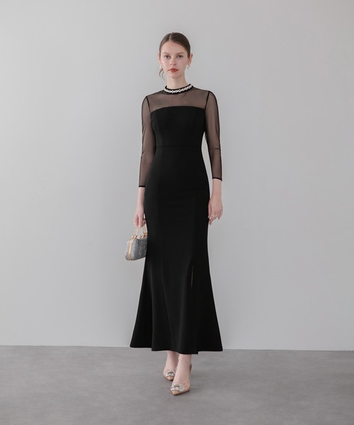 Leja(レジャ)の「【LEJA】2WAYスパンコールフリルビジューネックマーメイドワンピースドレス2点セット美脚効果結婚式 パーティードレス 成人式 二次会 同窓会 お呼ばれ オケージョン 20代 30代(ドレス・レディース・ブラック・MEDIUM/SMALL)」の7枚目の写真
