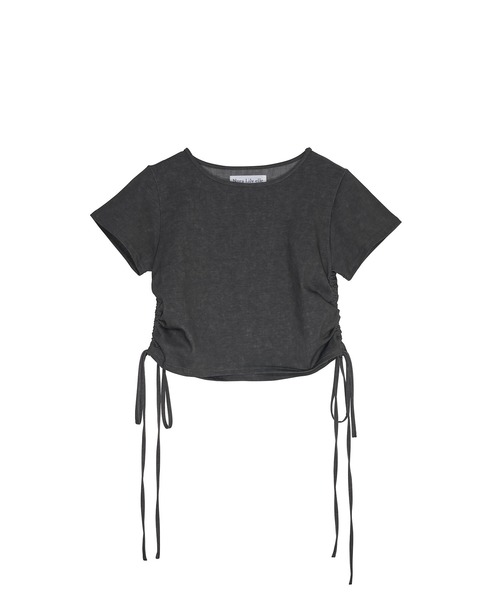 Nora Lily elle(ノラリリーエル)の「side gather short top(Tシャツ/カットソー・レディース・ダークグレー/カーキ・FREE)」の7枚目の写真