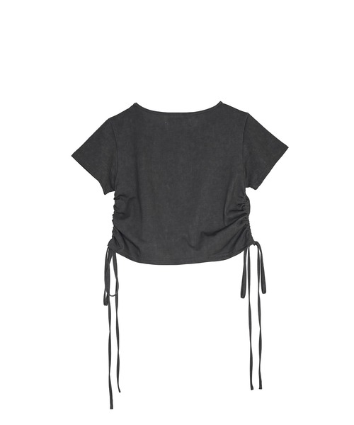 Nora Lily elle(ノラリリーエル)の「side gather short top(Tシャツ/カットソー・レディース・ダークグレー/カーキ・FREE)」の8枚目の写真