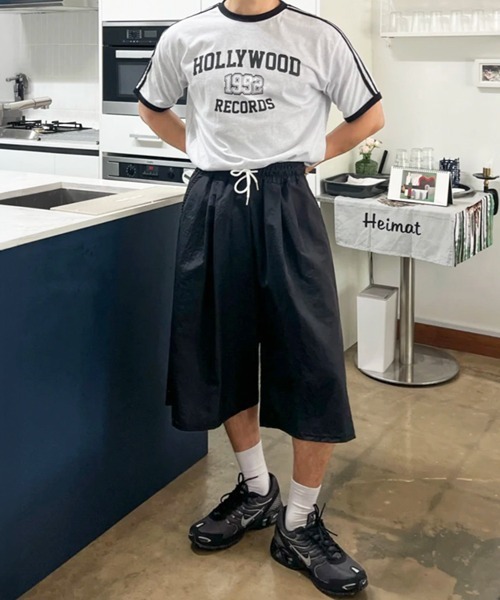 NOWLE（ノウル）の「【NOWLE】カレッジグラフィック リンガー半袖Tシャツ / レトロスポーツライン ハリウッドレコード トップス（Tシャツ/カットソー・メンズ・グレー・MEDIUM/X-LARGE/LARGE）」の9枚目の写真