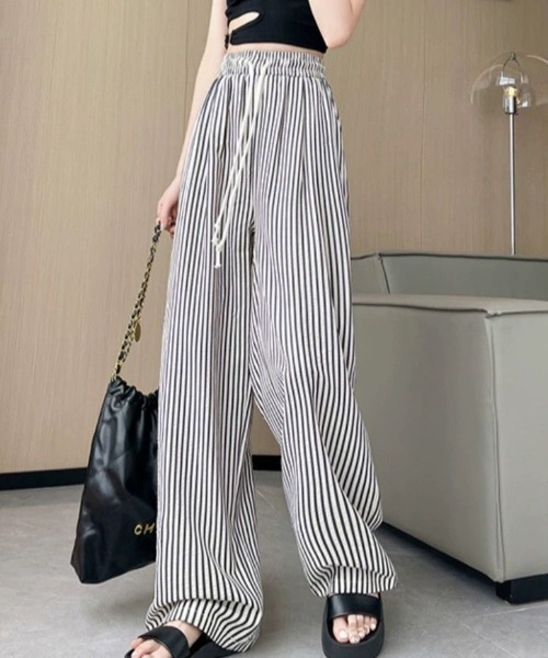 Vipoa(ヴィポア)の「ルーズストストライプパンツ(その他パンツ・レディース・ブラウン/ブラック/レッド系その他・FREE)」の6枚目の写真