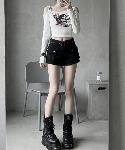 SHIBUYA Zy.(シブヤジー)の「Private Story レイヤードショートパンツ(その他パンツ・レディース・ブラック・S/M/L)」の3枚目の写真