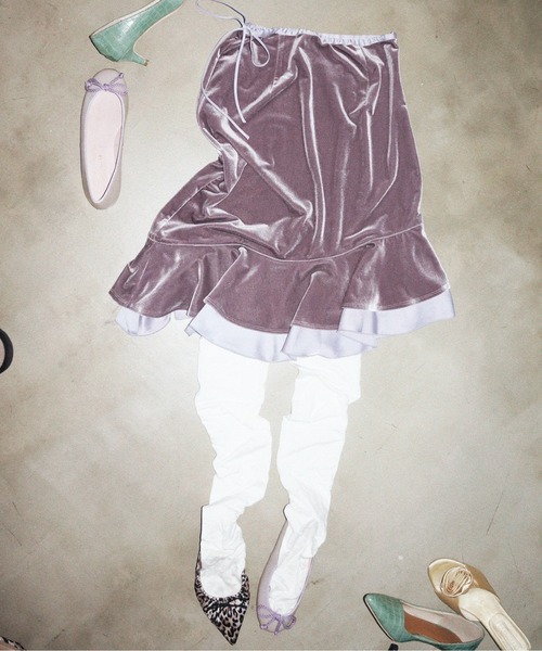 musubore(ムスボレ)の「frill velours midi skirt / ベロアフリルミディスカート(スカート・レディース・パープル/グリーン・1/0)」の22枚目の写真