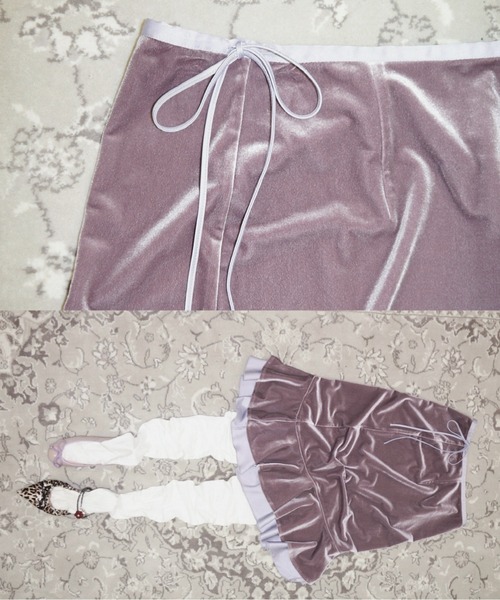 musubore(ムスボレ)の「frill velours midi skirt / ベロアフリルミディスカート(スカート・レディース・パープル/グリーン・1/0)」の4枚目の写真