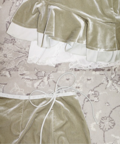 musubore(ムスボレ)の「frill velours midi skirt / ベロアフリルミディスカート(スカート・レディース・パープル/グリーン・1/0)」の10枚目の写真