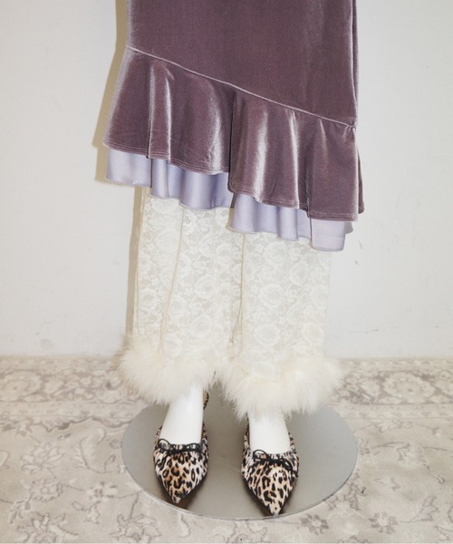 musubore(ムスボレ)の「frill velours midi skirt / ベロアフリルミディスカート(スカート・レディース・パープル/グリーン・1/0)」の17枚目の写真