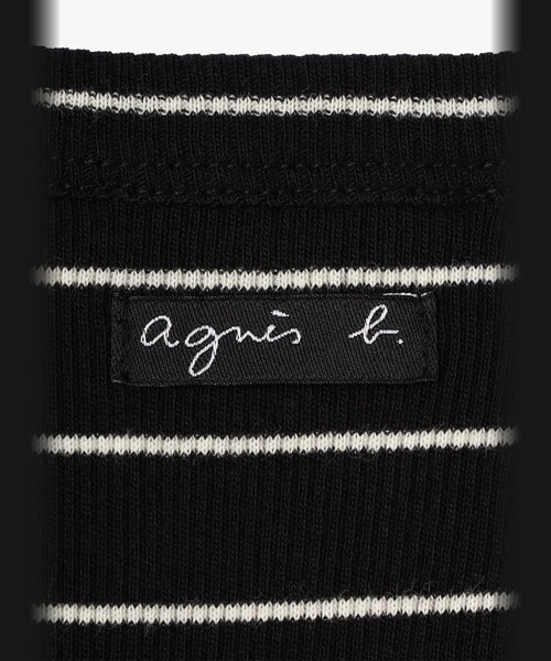 agnes b.(アニエスベー)の「ボーダー 半袖 リブ Tシャツ "Be Bop"(Tシャツ/カットソー・レディース・ブラック・3/2/1)」の6枚目の写真
