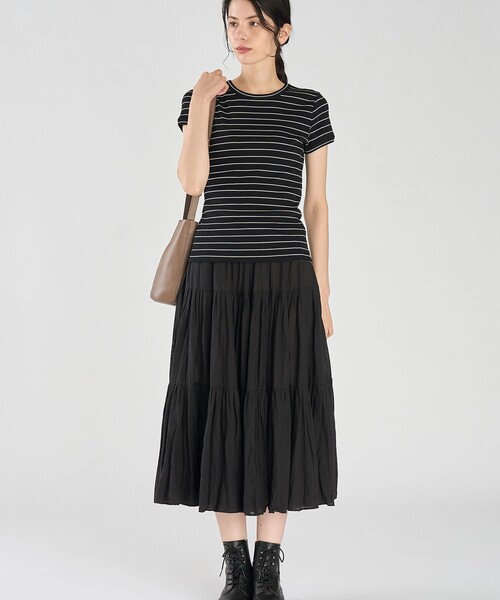 agnes b.(アニエスベー)の「ボーダー 半袖 リブ Tシャツ "Be Bop"(Tシャツ/カットソー・レディース・ブラック・3/2/1)」の10枚目の写真