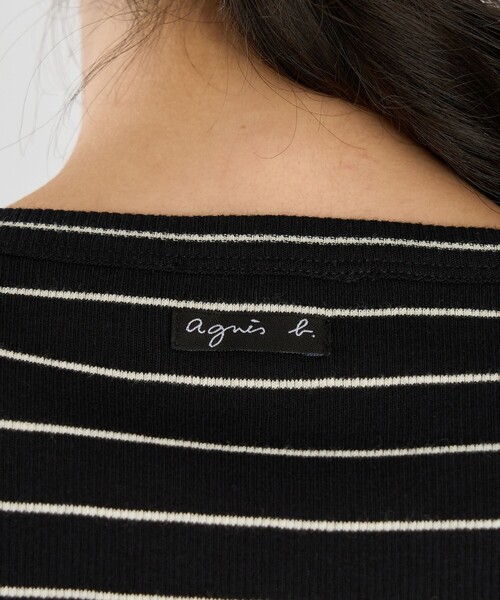 agnes b.(アニエスベー)の「ボーダー 半袖 リブ Tシャツ "Be Bop"(Tシャツ/カットソー・レディース・ブラック・3/2/1)」の11枚目の写真