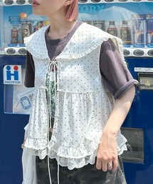 セーラーサテンノースリブラウス
