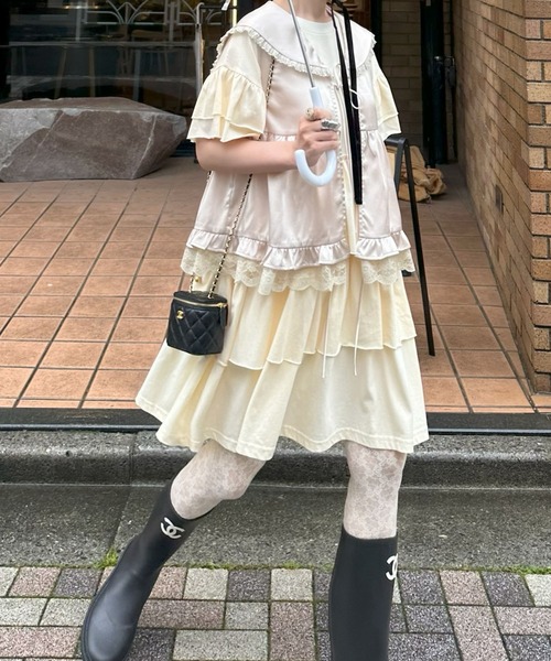 Alley Tokyo（アリートーキョー）の「セーラーサテンノースリブラウス（シャツ/ブラウス・レディース・ベージュ/ホワイト系/ブラウン系/ブラック・FREE）」の17枚目の写真