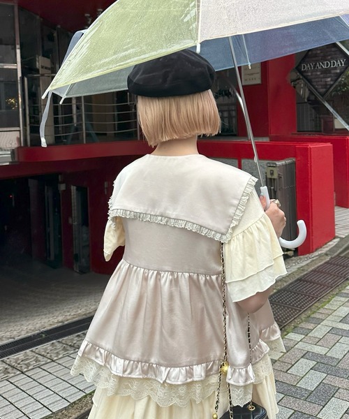 Alley Tokyo（アリートーキョー）の「セーラーサテンノースリブラウス（シャツ/ブラウス・レディース・ベージュ/ホワイト系/ブラウン系/ブラック・FREE）」の18枚目の写真