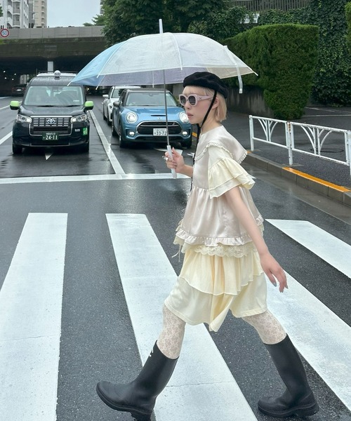 Alley Tokyo（アリートーキョー）の「セーラーサテンノースリブラウス（シャツ/ブラウス・レディース・ベージュ/ホワイト系/ブラウン系/ブラック・FREE）」の10枚目の写真
