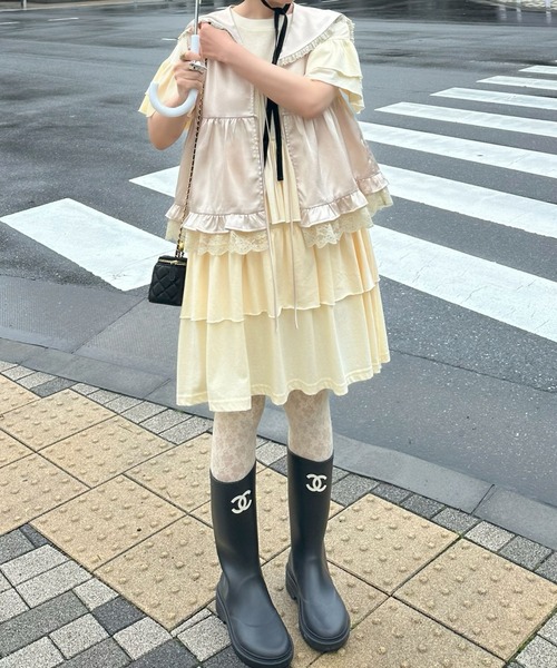 Alley Tokyo（アリートーキョー）の「セーラーサテンノースリブラウス（シャツ/ブラウス・レディース・ベージュ/ホワイト系/ブラウン系/ブラック・FREE）」の12枚目の写真