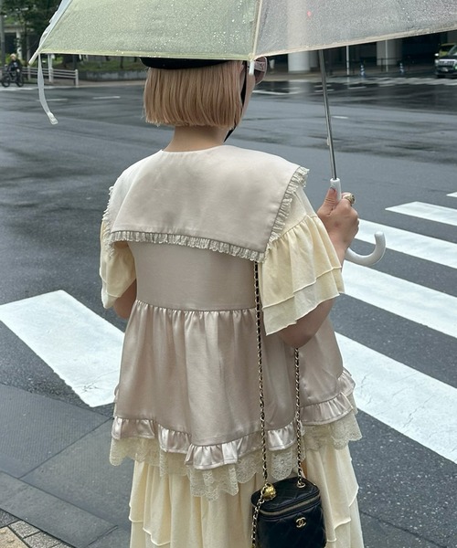 Alley Tokyo（アリートーキョー）の「セーラーサテンノースリブラウス（シャツ/ブラウス・レディース・ベージュ/ホワイト系/ブラウン系/ブラック・FREE）」の14枚目の写真