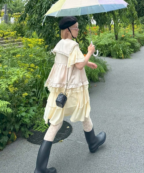 Alley Tokyo（アリートーキョー）の「セーラーサテンノースリブラウス（シャツ/ブラウス・レディース・ベージュ/ホワイト系/ブラウン系/ブラック・FREE）」の8枚目の写真