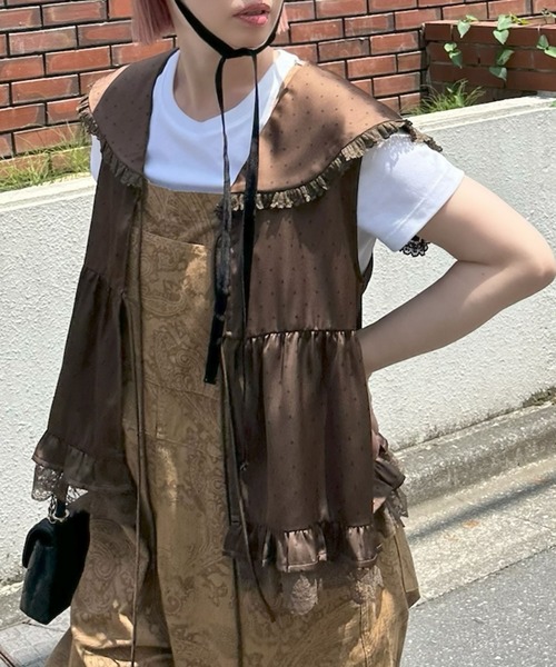 Alley Tokyo（アリートーキョー）の「セーラーサテンノースリブラウス（シャツ/ブラウス・レディース・ベージュ/ホワイト系/ブラウン系/ブラック・FREE）」の5枚目の写真