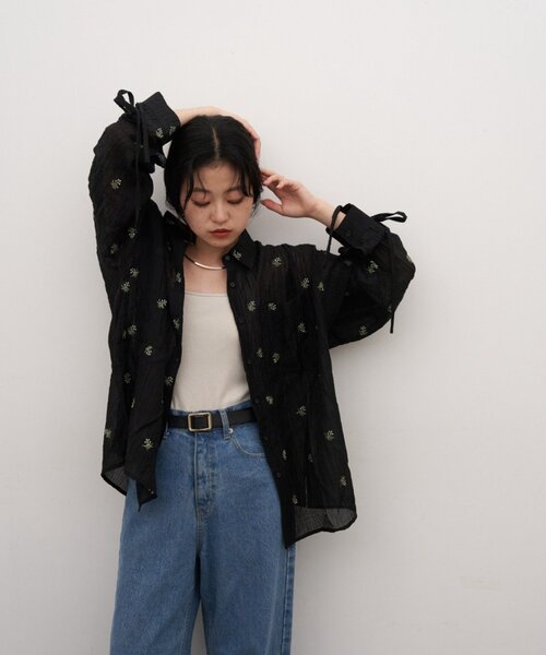 CIAOPANIC TYPY(チャオパニックティピー)の「【yomo企画】シアー刺繍袖ギャザーシャツ(シャツ/ブラウス・レディース・アイボリー/ブラック・ONE SIZE)」の19枚目の写真