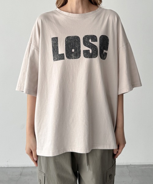 CANAL JEAN(キャナルジーン)の「Lakey Park LOSE Tシャツ(Tシャツ/カットソー・レディース・ベージュ/チャコールグレー・ONE SIZE)」の9枚目の写真