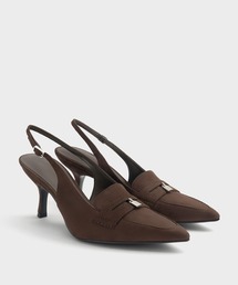 セール】Lu ルー レザーボウブレードヒールスリングバックパンプス