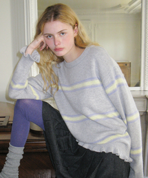SN Stripe Ruffle Pullover (Grey)