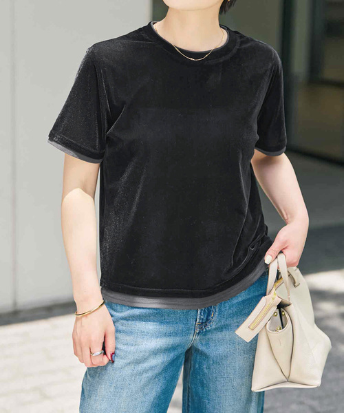 Spick & Span(スピックアンドスパン)の「ベロアレイヤードTシャツ(Tシャツ/カットソー・レディース・ブラック/ブラウン/ベージュ・FREE)」の5枚目の写真