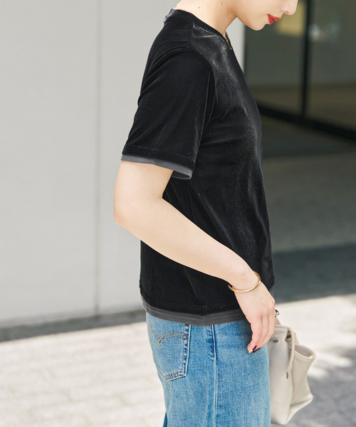 Spick & Span(スピックアンドスパン)の「ベロアレイヤードTシャツ(Tシャツ/カットソー・レディース・ブラック/ブラウン/ベージュ・FREE)」の13枚目の写真