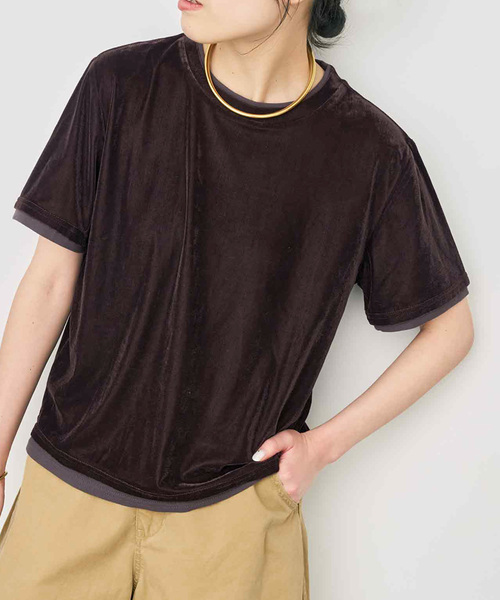 Spick & Span(スピックアンドスパン)の「ベロアレイヤードTシャツ(Tシャツ/カットソー・レディース・ブラック/ブラウン/ベージュ・FREE)」の8枚目の写真