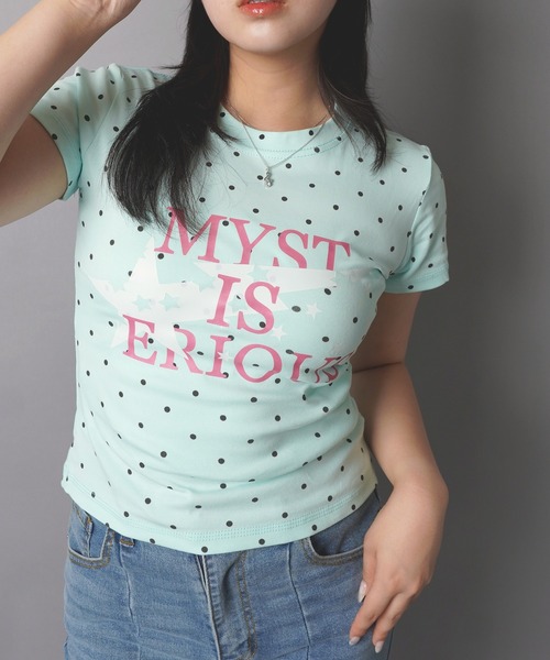 SPINNS(スピンズ)の「半袖Tシャツ/ドットロゴ/ストリート女子(Tシャツ/カットソー・レディース・ミント・ONESIZE)」の2枚目の写真