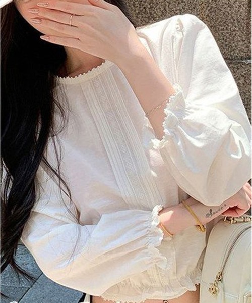 CHUN CHUN NOTES(チュンチュンノーツ)の「レースフリルショート丈パフスリーブシャツ(シャツ/ブラウス・レディース・ホワイト・M)」の8枚目の写真
