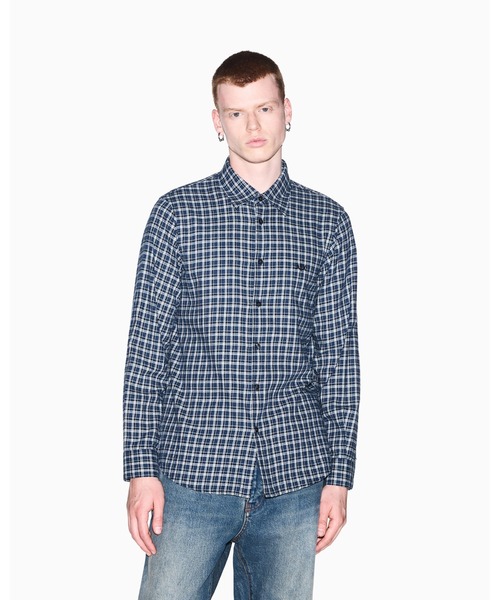 ARMANI EXCHANGE(アルマーニエクスチェンジ)の「【A|X アルマーニ エクスチェンジ】マイクロチェック レギュラーフィット シャツ/REGULAR(シャツ/ブラウス・メンズ・ブルー・LARGE)」の1枚目の写真